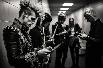 Rock Band. Candid Backstage Shot Capturing The Nerves And Excitement Before Show