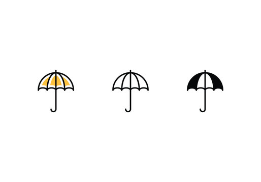 Umbralla icons set vector stock illustration.