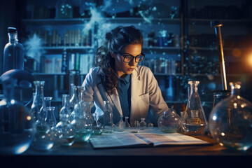 Fototapeta na wymiar Confident Woman Scientist Conducting Groundbreaking Research