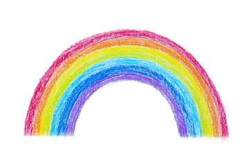 Abstract wax crayons rainbow colors on transparent background.