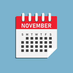 Vector template icon page calendar, month November