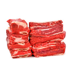 Halal beef ribs on a white background