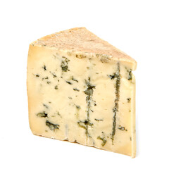 Cheese with blue mold Blyuchatel on a white background