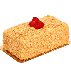 Napoleon cake on white background