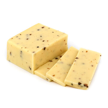Cheese Raclette with truffle 49%,Margot Fromage on a white background