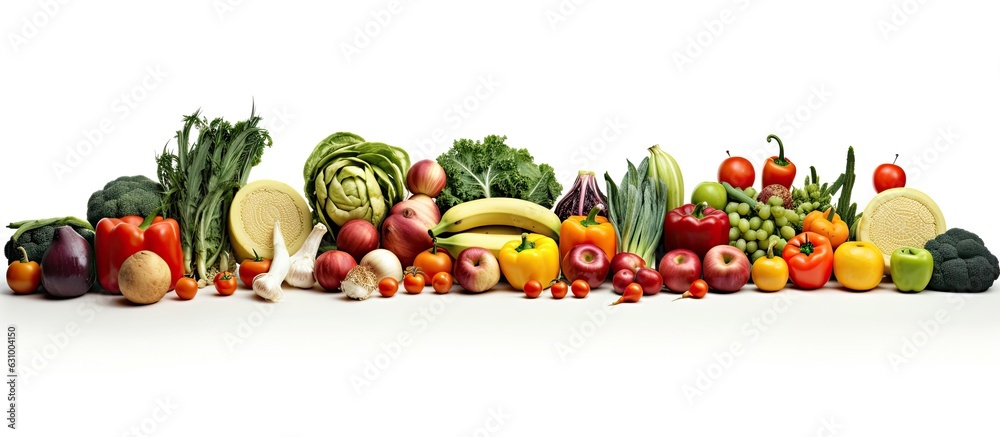 Aufkleber various fruits and vegetables isolated on a white background. the background is plain with no specia