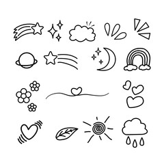 Set of Cute doodle line art