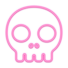 Halloween neon icon skull . Trick or treat concept.