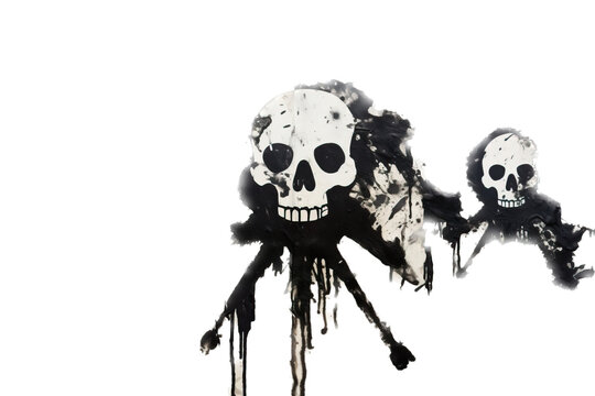 Grungy skull and crossbones isolated on a transparent background. Ai generative art.