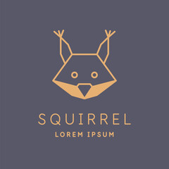 Minimalistic and stylish Squirrel emblem. Illustration with text in a fashionable simple style.