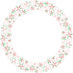 クリスマスに使える赤と緑の背景の雪の結晶のリースのベクターフレーム