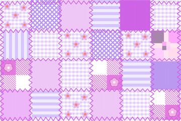 Sweet colorful patchwork seamless pattern from square patches and gingham . Multicolor print for fabrics and textiles.Quilt design, hand made.