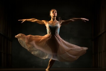 Fototapeta na wymiar Ballet Dancer Leaping With Poise, Generative AI