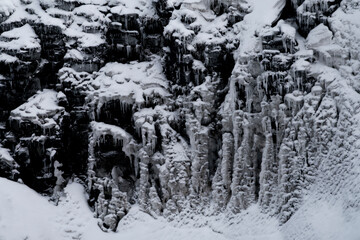 Gullfoss waterfall ice detail in winter time when it was really cold in Iceland