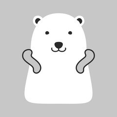 クールネックリングを付けるシロクマのイラスト（白黒）