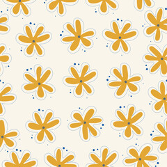 Fototapeta na wymiar Tropical vector seamless floral pattern.Botanical contemporary seamless pattern.Hand drawn unique print.