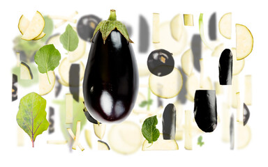 Eggplant Slice and Leaf Abstract