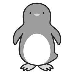 シンプルなペンギンの正面向きのイラスト（白黒）