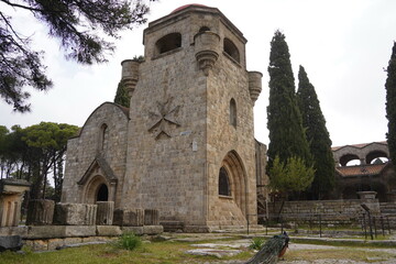 Fototapeta na wymiar Mount Filerimos. Filerimos Monastery. Acropolis of Ialyssos Rhodes Greece