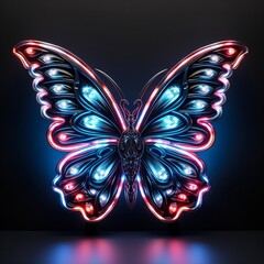 Neon butterfly Art. Generative AI