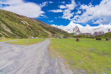 Sap Mountain, Grassland, and Snow Mountain in Tibet Autonomous Region, China