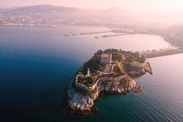 Pigeon Island with a Pirate castle in Kusadasi, Aegean coast of Turkey