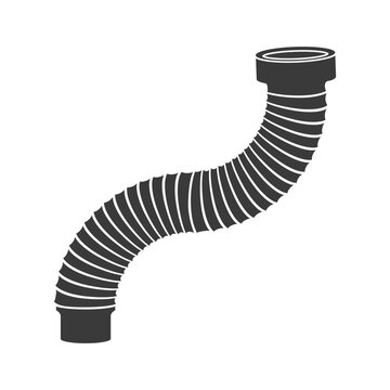 Corrugated bent pipe for toilet glyph icon isolated on white background. Vector illustration.