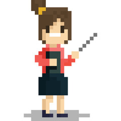 Obraz premium Pixel art female teacher character 1