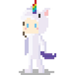 Pixel art halloween unicorn cosplay character