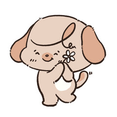 cute dog and kawaii happy character activities cartoon hand drawn Transparent background