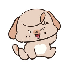 cute dog and kawaii happy character activities cartoon hand drawn Transparent background
