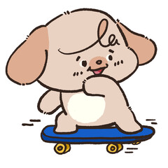 cute dog and kawaii happy character activities cartoon hand drawn Transparent background