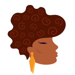 Silhouette of a person vector illustration on a white background. Beautiful dark skinned girl,