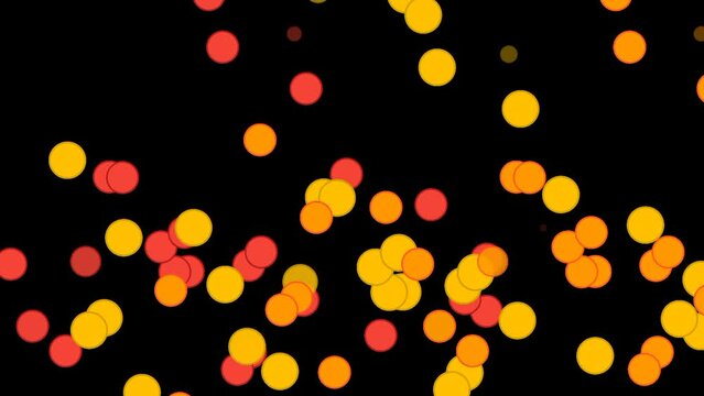 Animation of balls falling on black background, colorful balls falling, falling balls, colorful balls confetti, game of balls,  balls background, colorful bubbles shower, 4K, HD animation