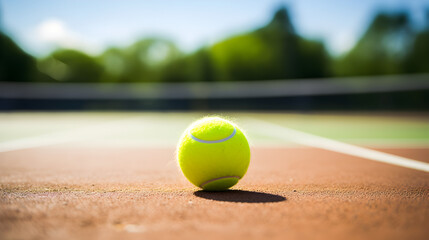 tennis ball on sports court. Generative AI