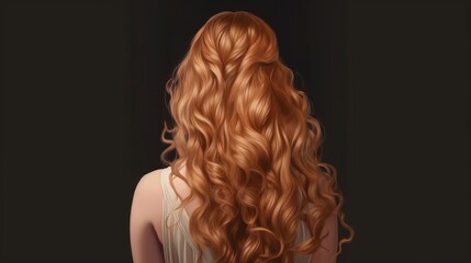 Fototapeta premium Curly Red or Ginger Hair Close-up. Back view of a woman with red ginger hair