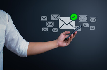 Email safety and secure protection from spam virus from notification mail letters. Inbox receiving...