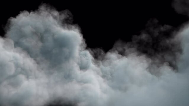 Cloud Transition with Alpha Channel. 3D rendering. Passing clouds transition on green screen and separate alpha channel.