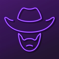 cowboy neon sign, modern glowing banner design, colorful modern design trends on black background. Vector illustration.