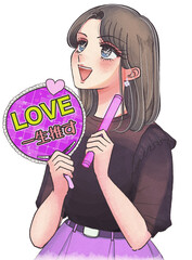 レトロ少女漫画風・アイドルを応援する女性ファン