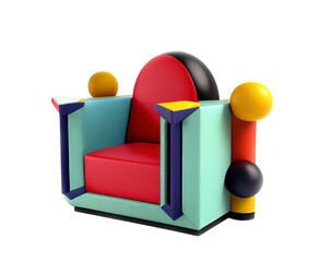 Modern armchair design isolated on transparent background