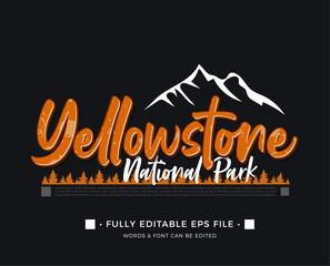 yellowstone national park label typography t shirt design with editable text