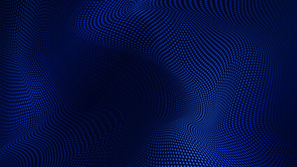 Dark blue background wave dots. dynamic blue dots particles background vector