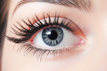 Obraz premium view of a woman's face, with particular attention to her beautifully adorned eye and well-groomed eyebrows, radiating timeless beauty.