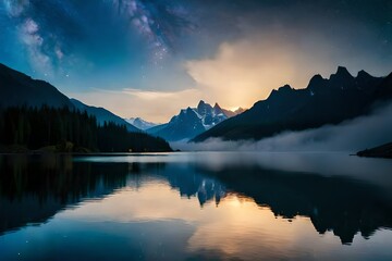 lake and mountains