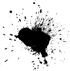 black ink dropped splatter splash brush painting in grunge graphic element style