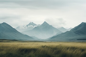 Fototapeta premium Serene And Minimalist Mountain landscape, Generative AI