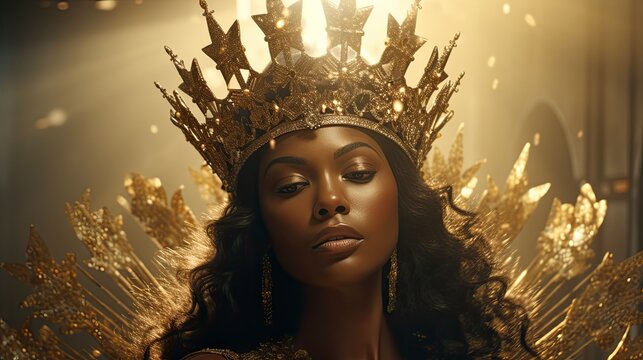 Beautiful african american woman with a crown on her head illustration