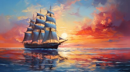 Obraz premium sailing ship at sea