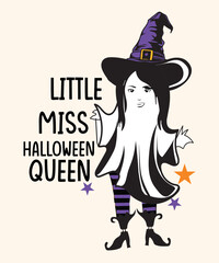 Little miss Halloween vector t-shirt design